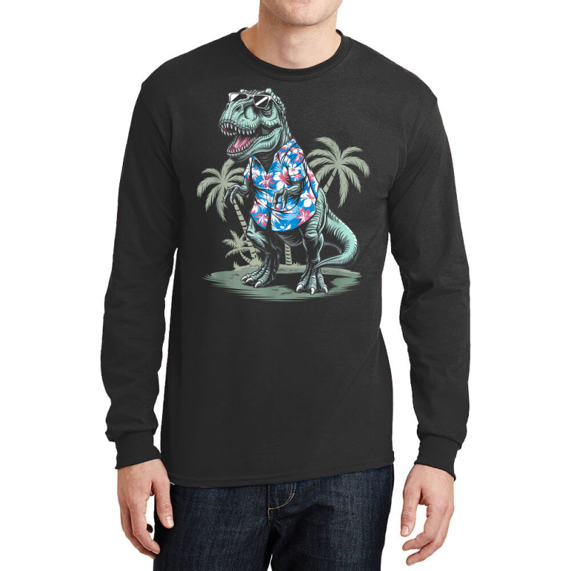 T-rex On Vacation Funny Dino Lover Island Long Sleeve Shirts | Artistshot