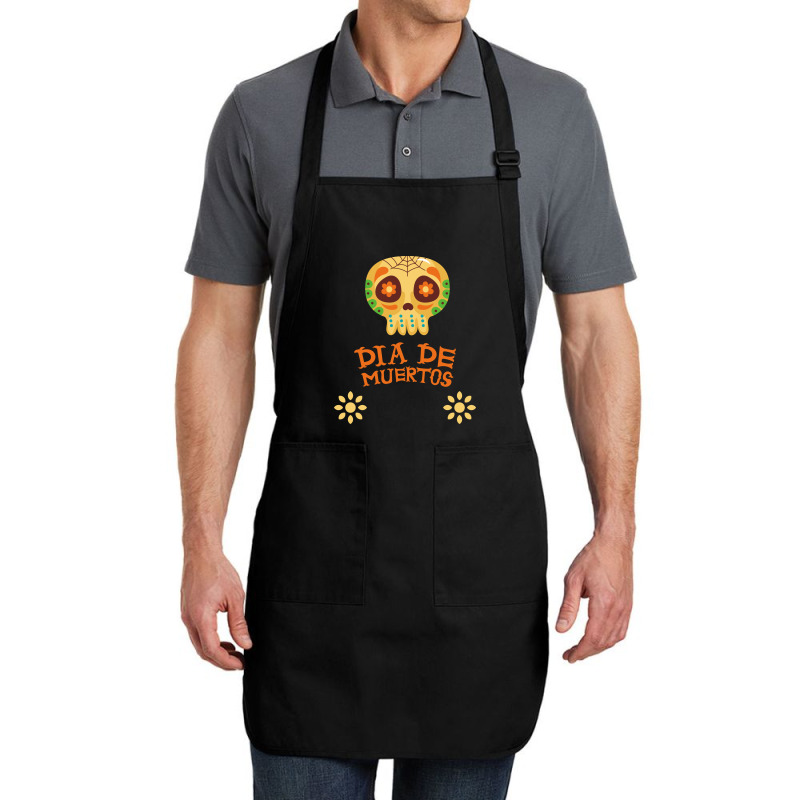 Dia De Muertos, Skull, Skulls, Skeleton, Flowers Full-length Apron | Artistshot