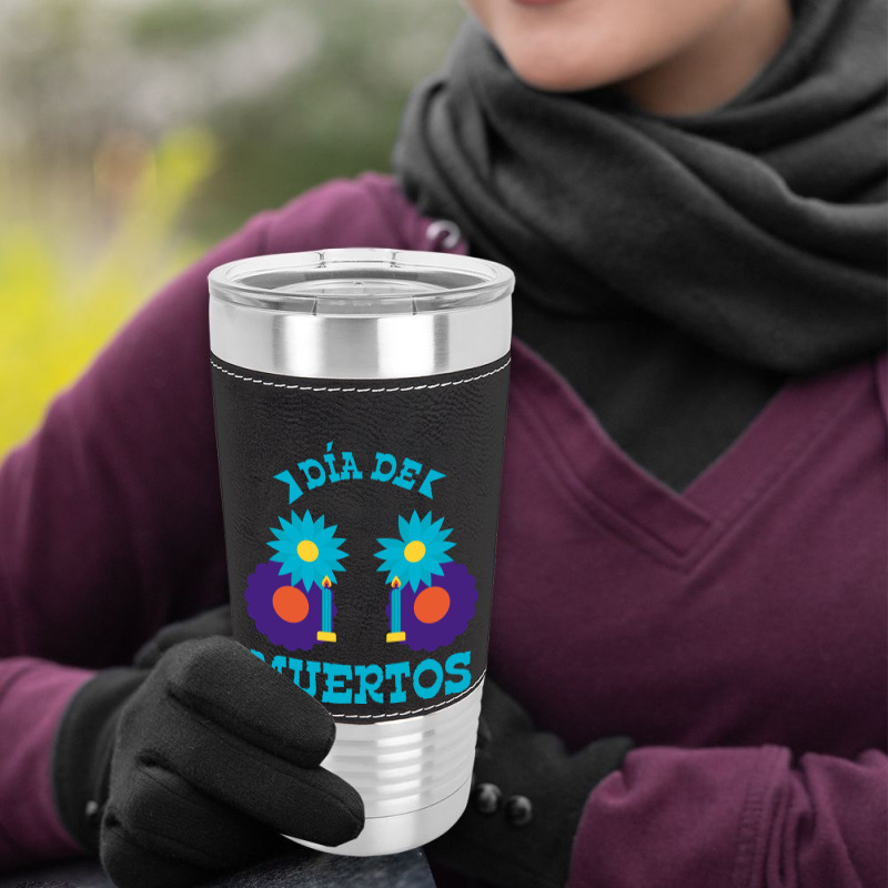 Dia De Muertos, Candle, Flowers Leatherette Tumbler | Artistshot