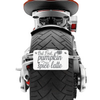 But First Pupmpkin Spice Latte, Halloween Motorcycle License Plate | Artistshot