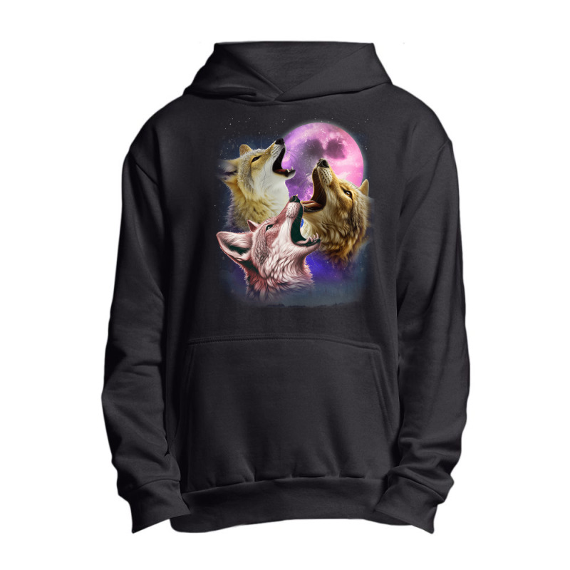 3 Jackals Howling At The Moon Urban Pullover Hoodie | Artistshot