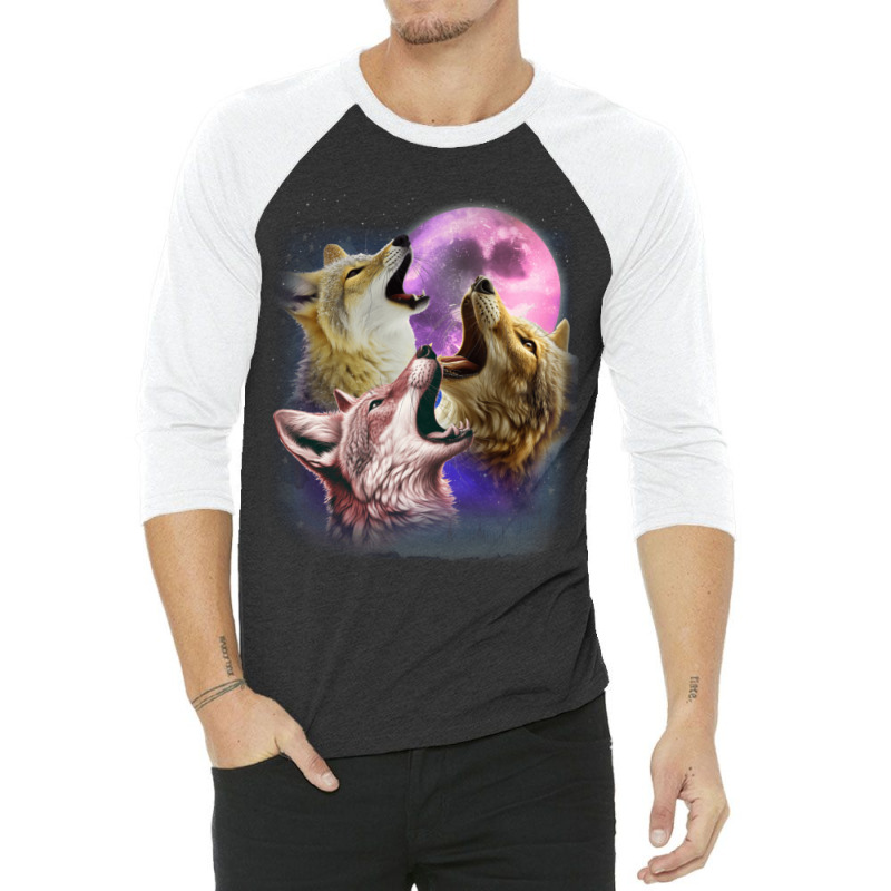 3 Jackals Howling At The Moon 3/4 Sleeve Shirt | Artistshot