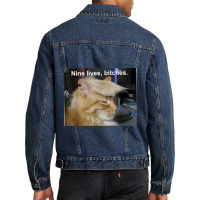 Cat Trump 9 Lives Baby Nine Lives B!vches Men Denim Jacket | Artistshot