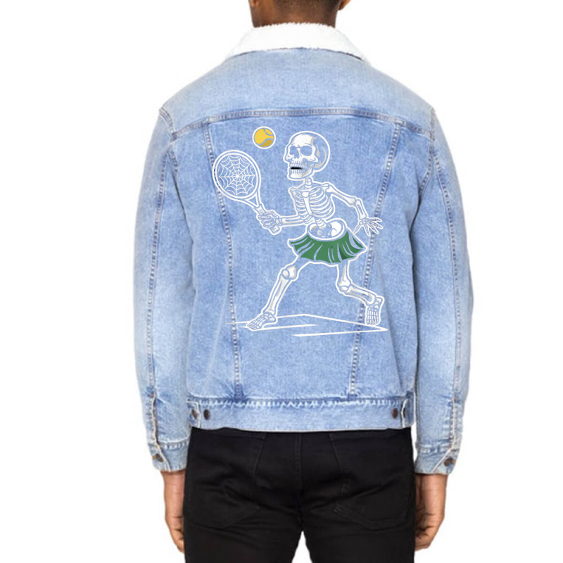 Spooky Tennis Halloween Skeleton Unisex Sherpa-lined Denim Jacket | Artistshot