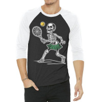 Spooky Tennis Halloween Skeleton 3/4 Sleeve Shirt | Artistshot