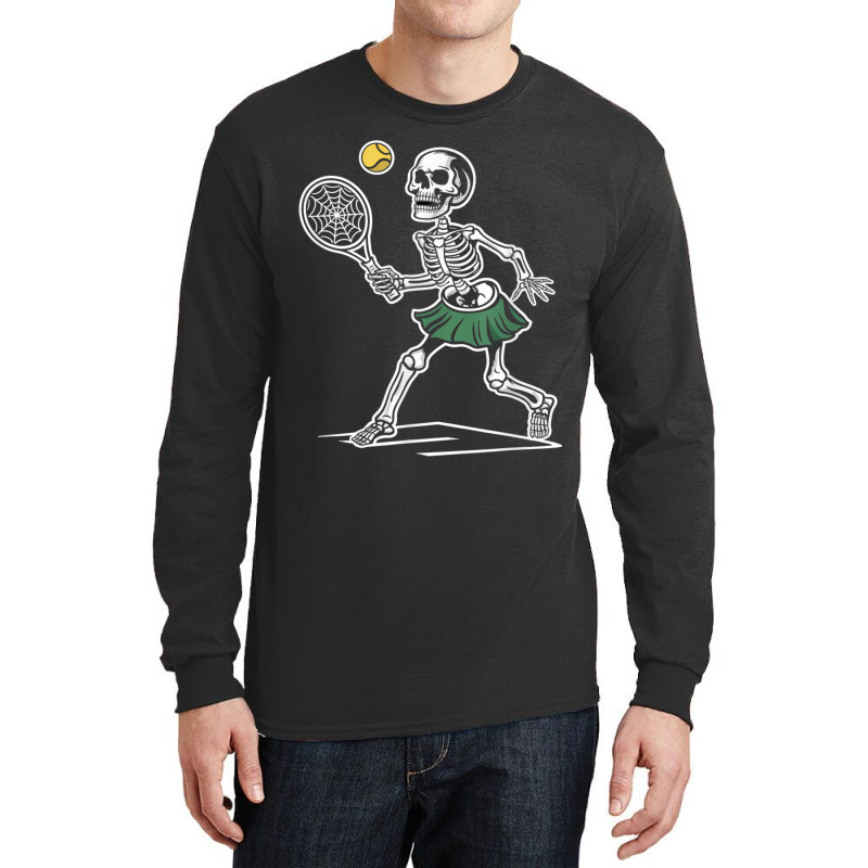 Spooky Tennis Halloween Skeleton Long Sleeve Shirts | Artistshot