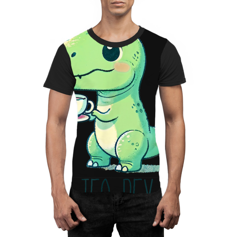 Tyrannosaurs Rex Cute Funny Sip Tea Graphic T-shirt | Artistshot