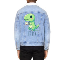 Tyrannosaurs Rex Cute Funny Sip Tea Unisex Sherpa-lined Denim Jacket | Artistshot