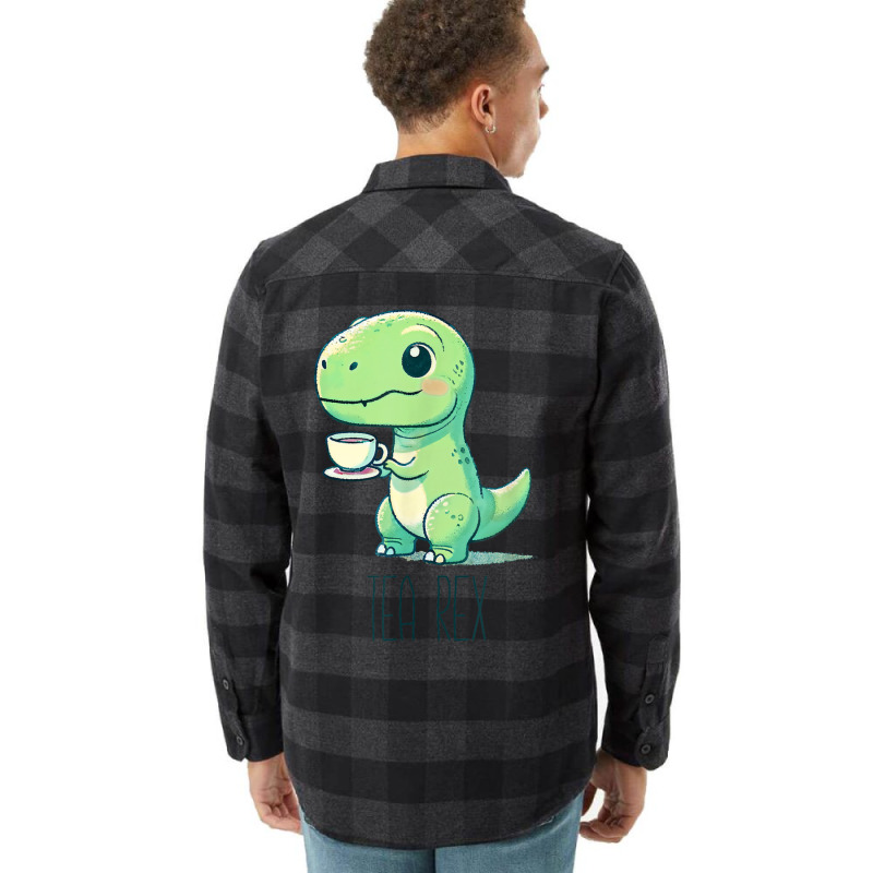 Tyrannosaurs Rex Cute Funny Sip Tea Flannel Shirt | Artistshot