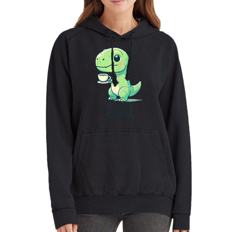 Tyrannosaurs Rex Cute Funny Sip Tea Vintage Hoodie | Artistshot