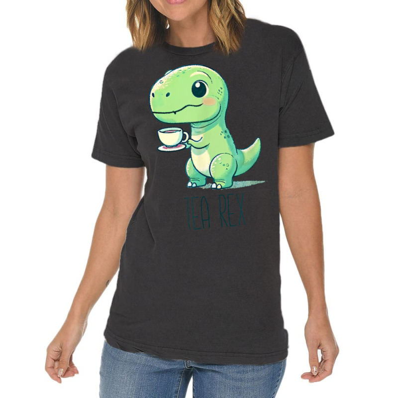 Tyrannosaurs Rex Cute Funny Sip Tea Vintage T-shirt | Artistshot