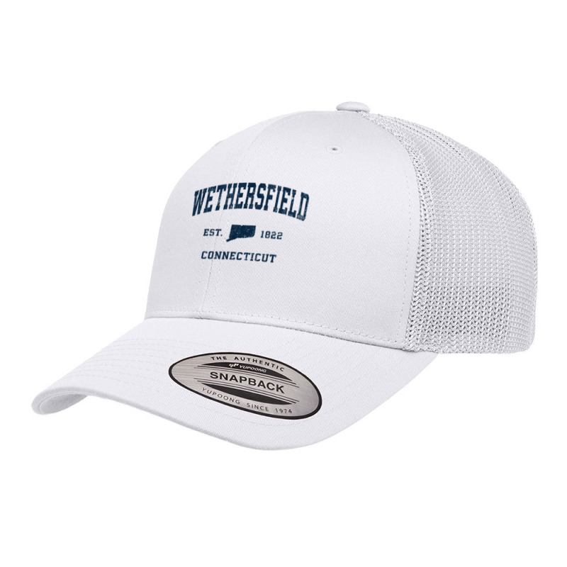 Wethersfield Connecticut Ct Vintage Athletic Navy Sports Des T Shirt Retro Trucker Cap by phillidarsz | Artistshot