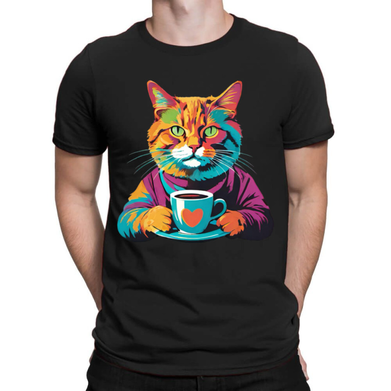 Coffee Addict Funny Cat Milk T-shirt | Artistshot