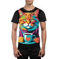 Coffee Addict Funny Cat Milk Graphic T-shirt | Artistshot