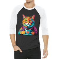 Coffee Addict Funny Cat Milk 3/4 Sleeve Shirt | Artistshot