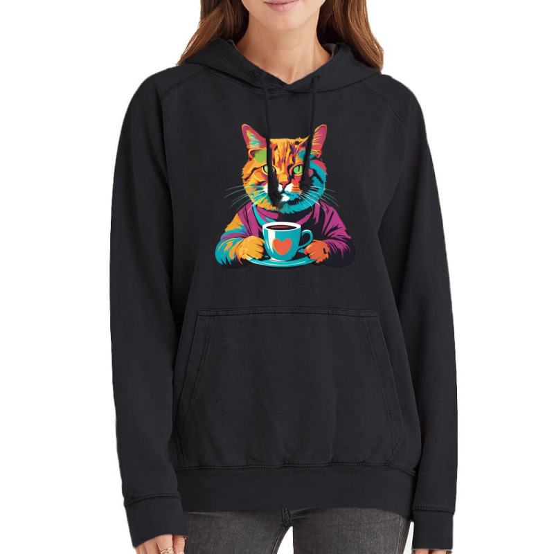 Coffee Addict Funny Cat Milk Vintage Hoodie | Artistshot