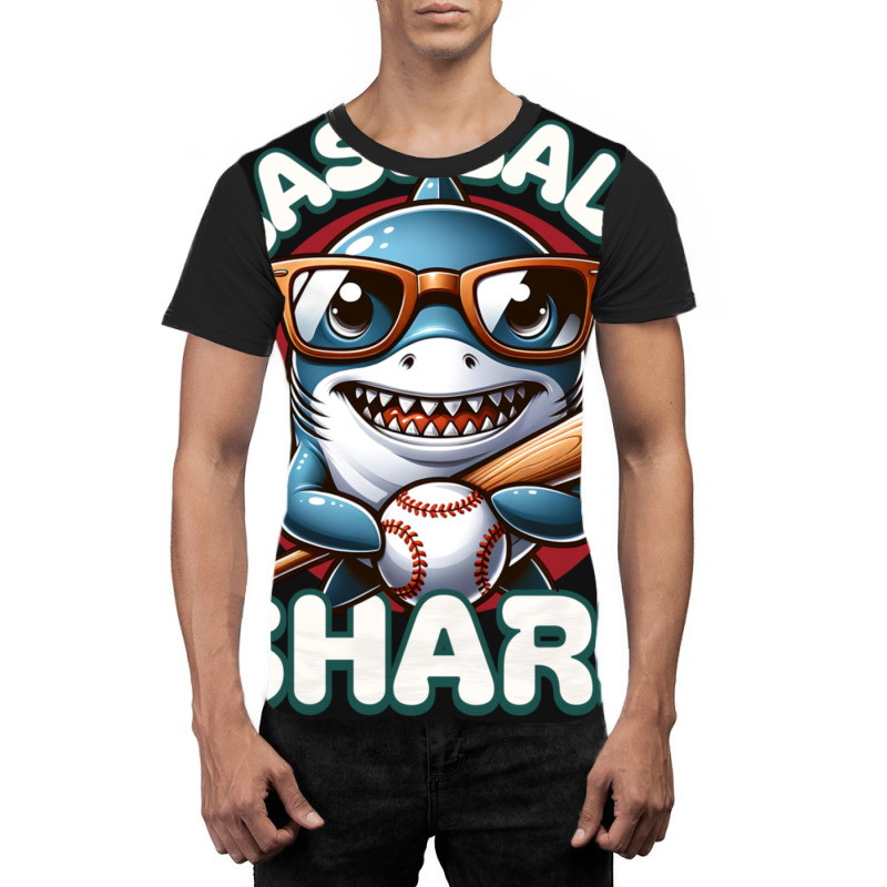 Funny Baseball Shark Graphic T-shirt | Artistshot