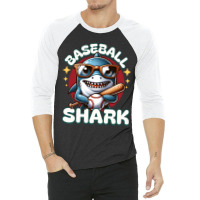 Funny Baseball Shark 3/4 Sleeve Shirt | Artistshot