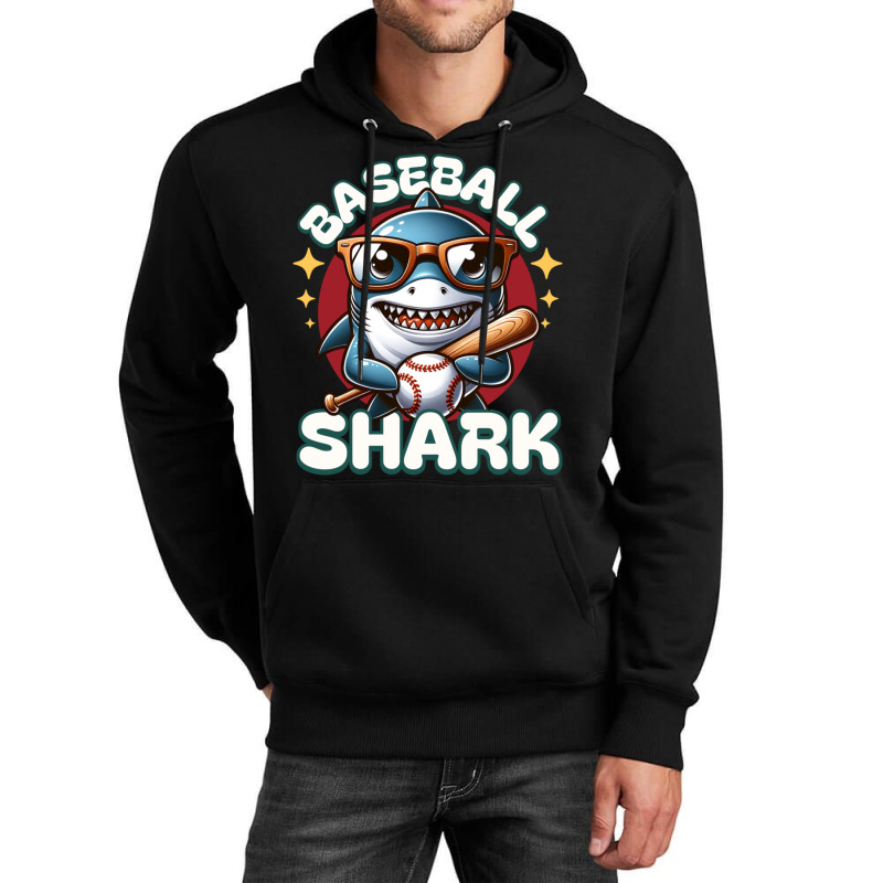 Funny Baseball Shark Unisex Hoodie | Artistshot