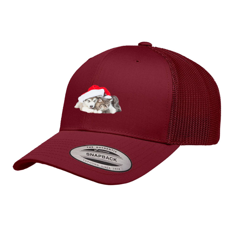 Cute Siberian Husky Puppy Santa Hat Image Christmas Cat Dog Premium T Retro Trucker Cap by cm-arts | Artistshot