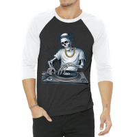 Skeleton Dj Lazy Halloween 3/4 Sleeve Shirt | Artistshot