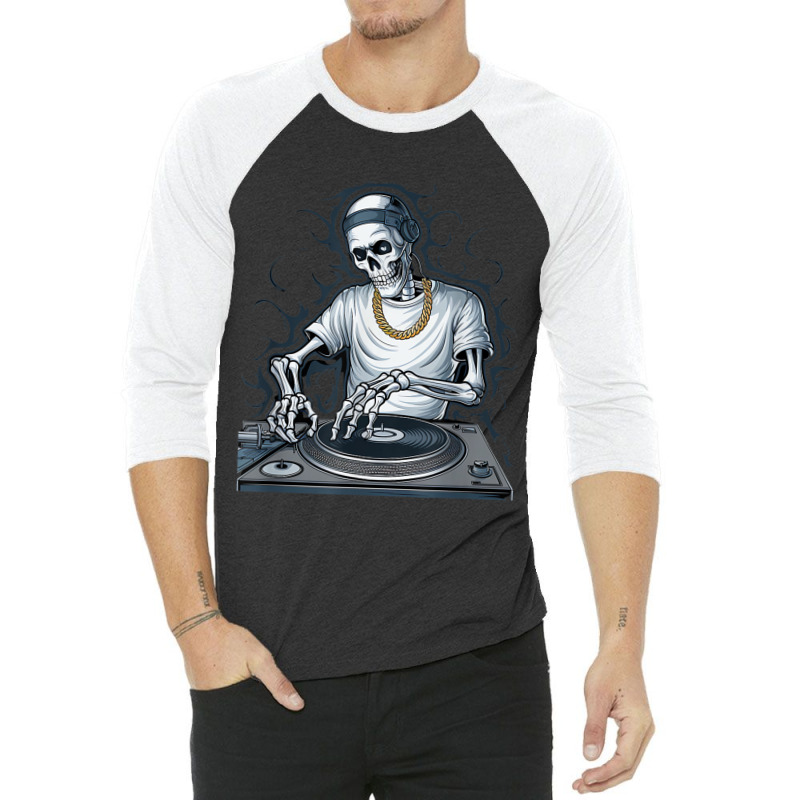 Skeleton Dj Lazy Halloween 3/4 Sleeve Shirt | Artistshot