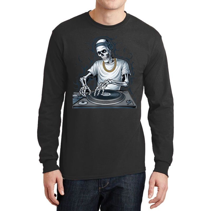 Skeleton Dj Lazy Halloween Long Sleeve Shirts | Artistshot