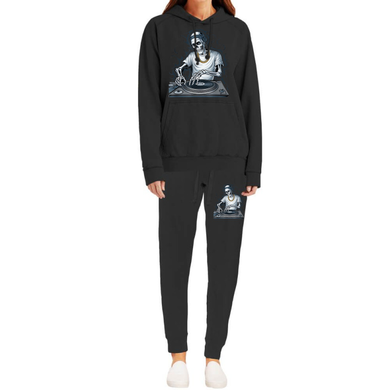 Skeleton Dj Lazy Halloween Hoodie & Jogger Set | Artistshot