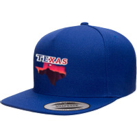 State Of Texas Map With State Flag 5 Panel Snapback Cap | Artistshot