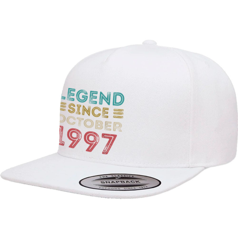 25 Year Old Legend Since October 1997 25th Birthday Vintage 5 Panel Snapback Cap | Artistshot