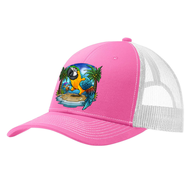 Blue And Gold Macaw Parrot Drinking Margaritas Vacation Bird T Shirt Pa Trucker Cap by cm-arts | Artistshot