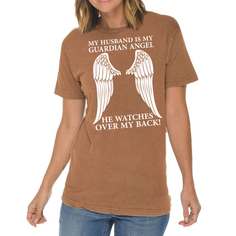 My Husband Is My Guardian Angel Vintage T-shirt | Artistshot