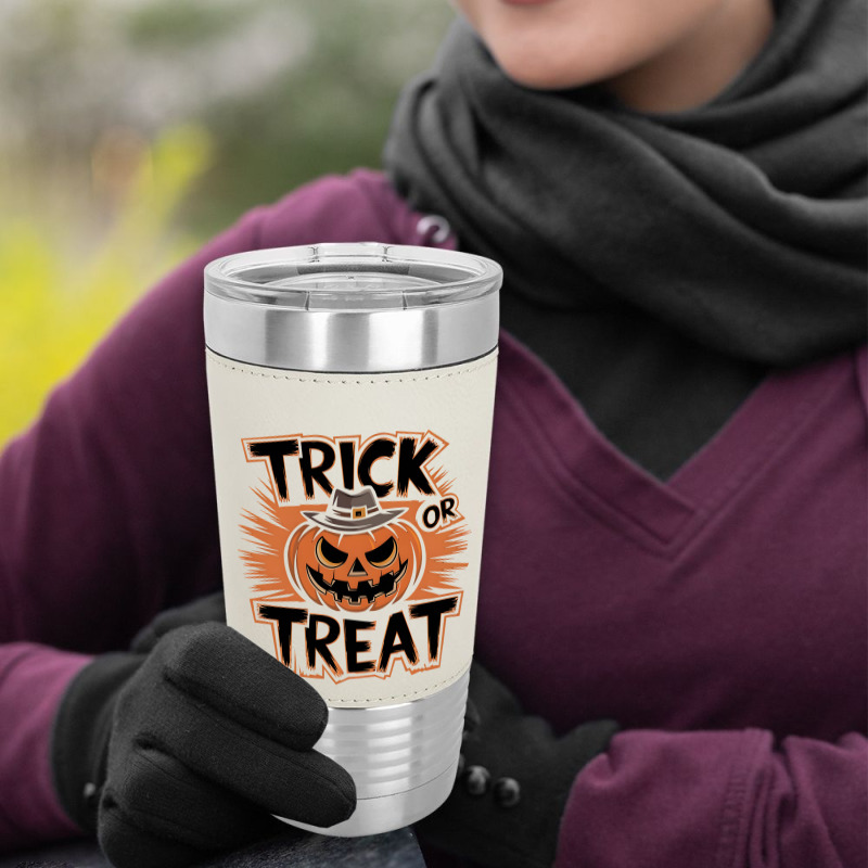 Quotes Trick Or Treat Halloween 4 Leatherette Tumbler | Artistshot