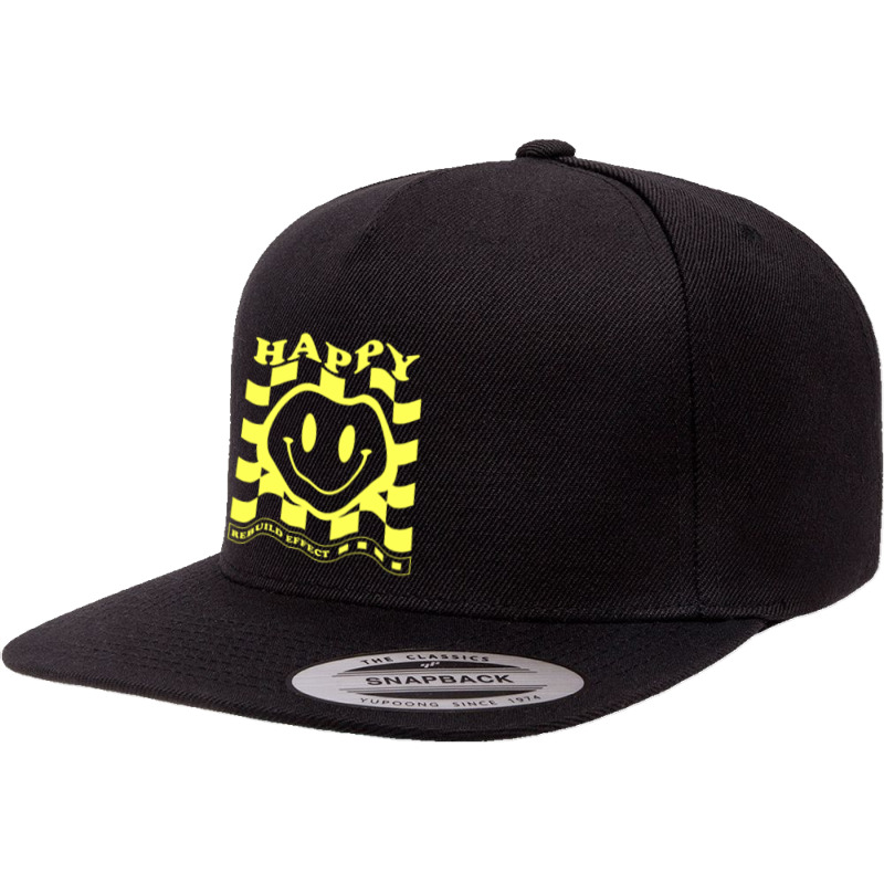 Happy Smile Rebuild Effect 5 Panel Snapback Cap | Artistshot