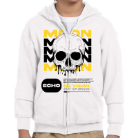 Skull With Moon Youth Zipper Hoodie | Artistshot