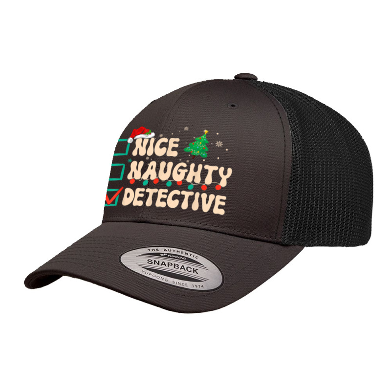 Nice Naughty Detective Christmas List Investigator Groovy Retro Trucker Cap by Clinical | Artistshot