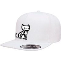 Halloween Skeleton Cat 5 Panel Snapback Cap | Artistshot