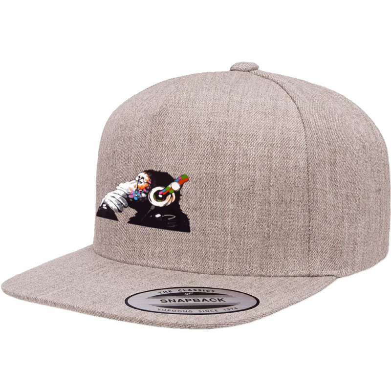 Banksy Dj Monkey Thinker 5 panel snapback cap by cm-arts | Artistshot