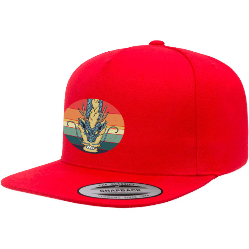 Oriental Blue Dragon, Oriental Blue Dragons, Oriental Blue Dragon Retr 5 Panel Snapback Cap | Artistshot