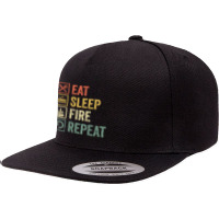 Fire T  Shirt Funny Eat Sleep Fire Repeat Retro Vintage Gift T  Shirt 5 Panel Snapback Cap | Artistshot