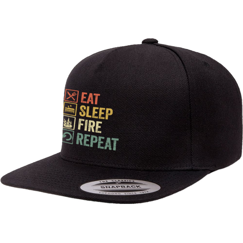 Fire T  Shirt Funny Eat Sleep Fire Repeat Retro Vintage Gift T  Shirt 5 panel snapback cap by cm-arts | Artistshot