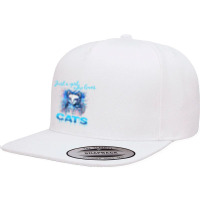 Cute 'just A Girl Who Loves Cats' Tee, Splash Art Cat Lover 5 Panel Snapback Cap | Artistshot