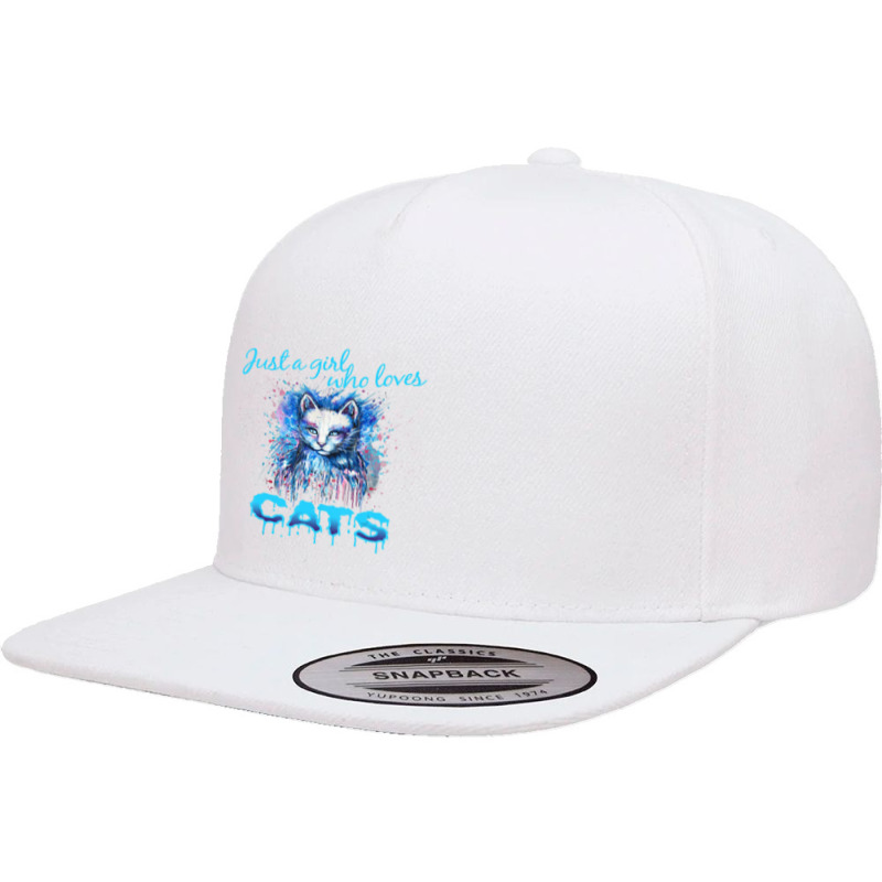 Cute 'just A Girl Who Loves Cats' Tee, Splash Art Cat Lover 5 panel snapback cap by thangdinhsinhelf | Artistshot