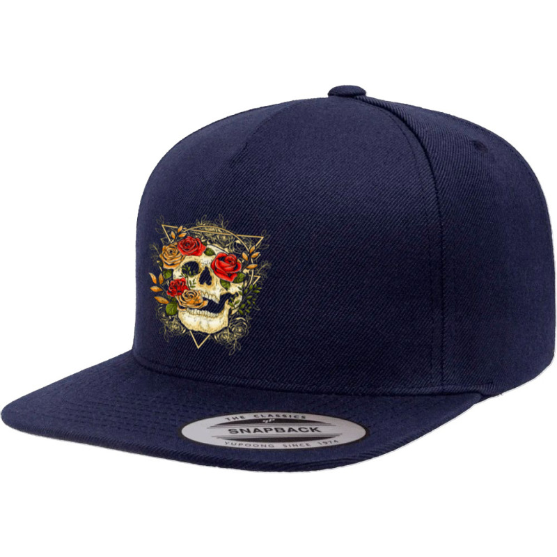 Pretty Floral, Tattoo Art, Skull Calavera With Roses, Calavera With Ro 5 panel snapback cap by SHOPOOOSS | Artistshot