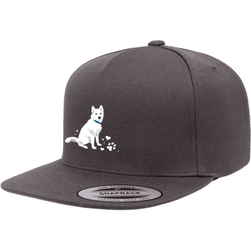 Cute White Siberian Husky Sweet White Snow Dog 5 Panel Snapback Cap | Artistshot