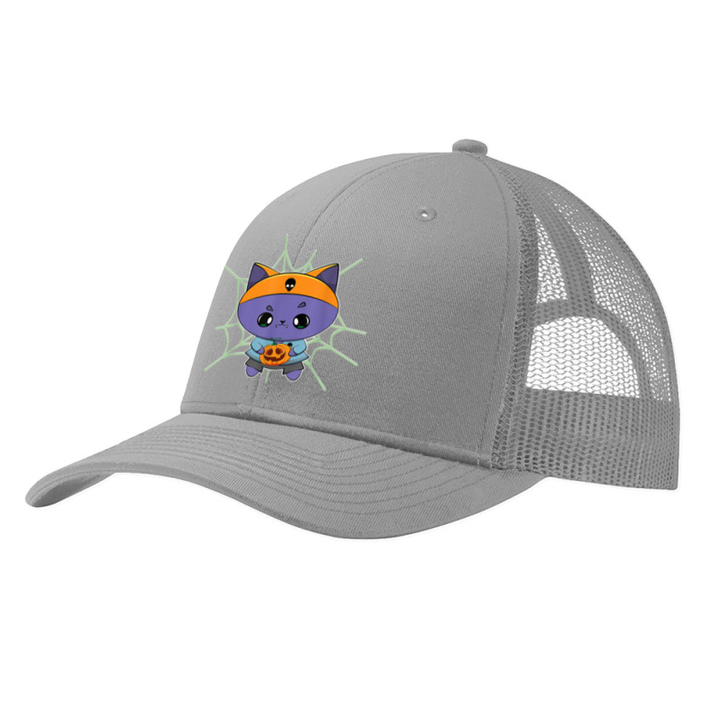 Black Cat With Halloween Pumpkin Feline For Horror Fans T Shirt Pa Trucker Cap | Artistshot