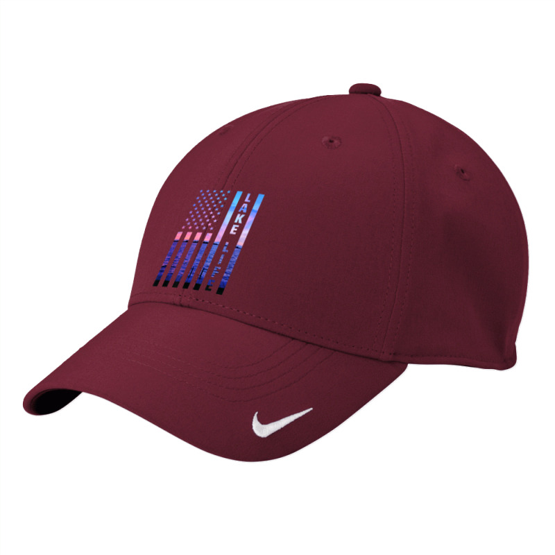 Lake Life American Flag Dock Sunset Wakeboarder Power Boat Nike Dri-fit Cap | Artistshot