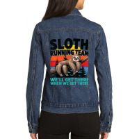 Funny Sloth Running Team Ladies Denim Jacket | Artistshot