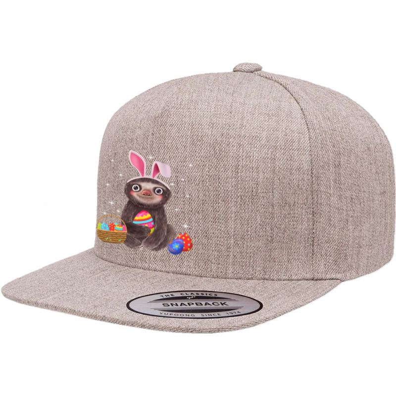 Sloth With Bunny Ears And Easter Eggs Funny, Sloth With Bunny Ears, Ea 5 panel snapback cap by SHOPURT | Artistshot