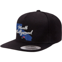 North Hollywood California Los Angeles Ca Map 5 Panel Snapback Cap | Artistshot